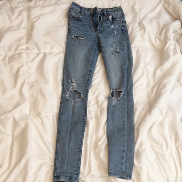 2 Pairs of Skinny Ripped Jeans (Blue and Black) - Picture 1 of 4